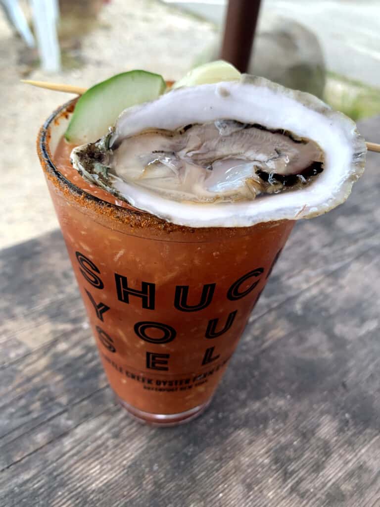 Little Creek Oysters bloody mary in Greenport, NY